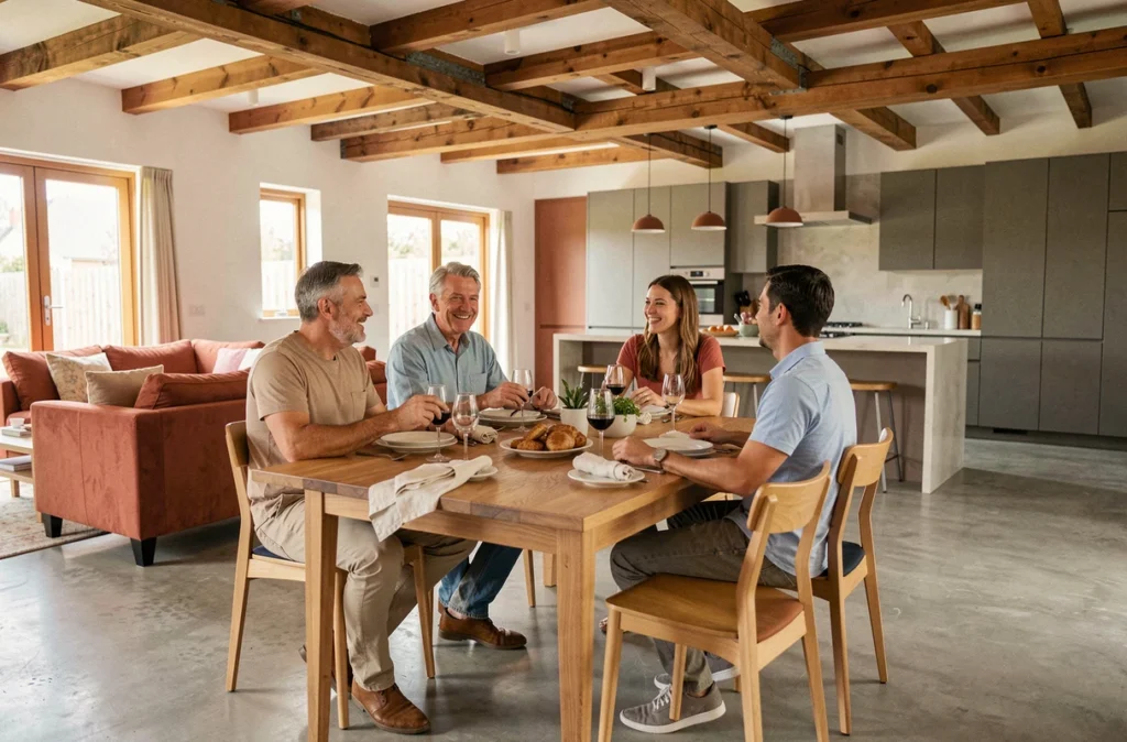 Espace séjour convivial dans une maison 4 chambres idéale pour recevoir des invités en toute indépendance